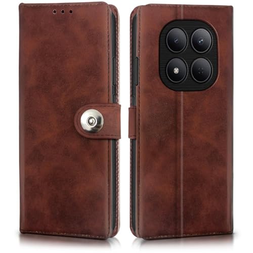 Image of WOW IMAGINE Shock Proof Flip Cover Back Case for Mi Redmi Note 15 5G 2025 | Poco M8 5G (Magnetic Button Flip Case | Wallet Pockets & Stand | Leather Finish | Coffee)