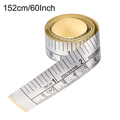 Uxcell Self-Adhesive Bande de mesure avec fractions 60 Pouces 150cm Ruban de mesure de l'arbre de travail, bande de mesure du pelage et du bâton pour le travail du bois, scie, table de rédaction