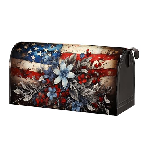 Patriotic American Flag Magnetic Mailbox Cover 18x21 - Standard Size July 4th Independence Day Home Garden Yard Decoration