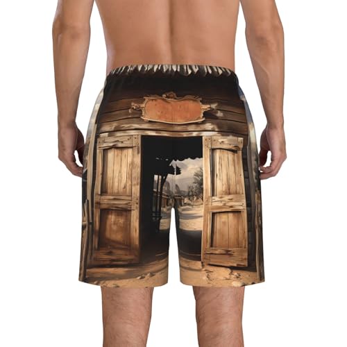 Men's Swim Trunks Quick Dry Bathing Suits Retro Cowboy Western Country Farm Beach Board Shorts Swimwear with Pockets3