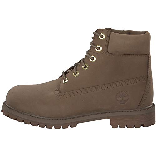 Image of Timberland Premium 6 Inch Waterproof Boot Big Kids' Shoes Dark Beige Nubuck tb0a1vdt (5 M US)
