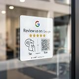 Review Tap Card Plate for Google (White) – NFC Review QR Code Sign to Boost Reviews & Engagement – Reusable, Compatible with All Smartphones, No App or Fees, With Adhesive Backing and Included Stand