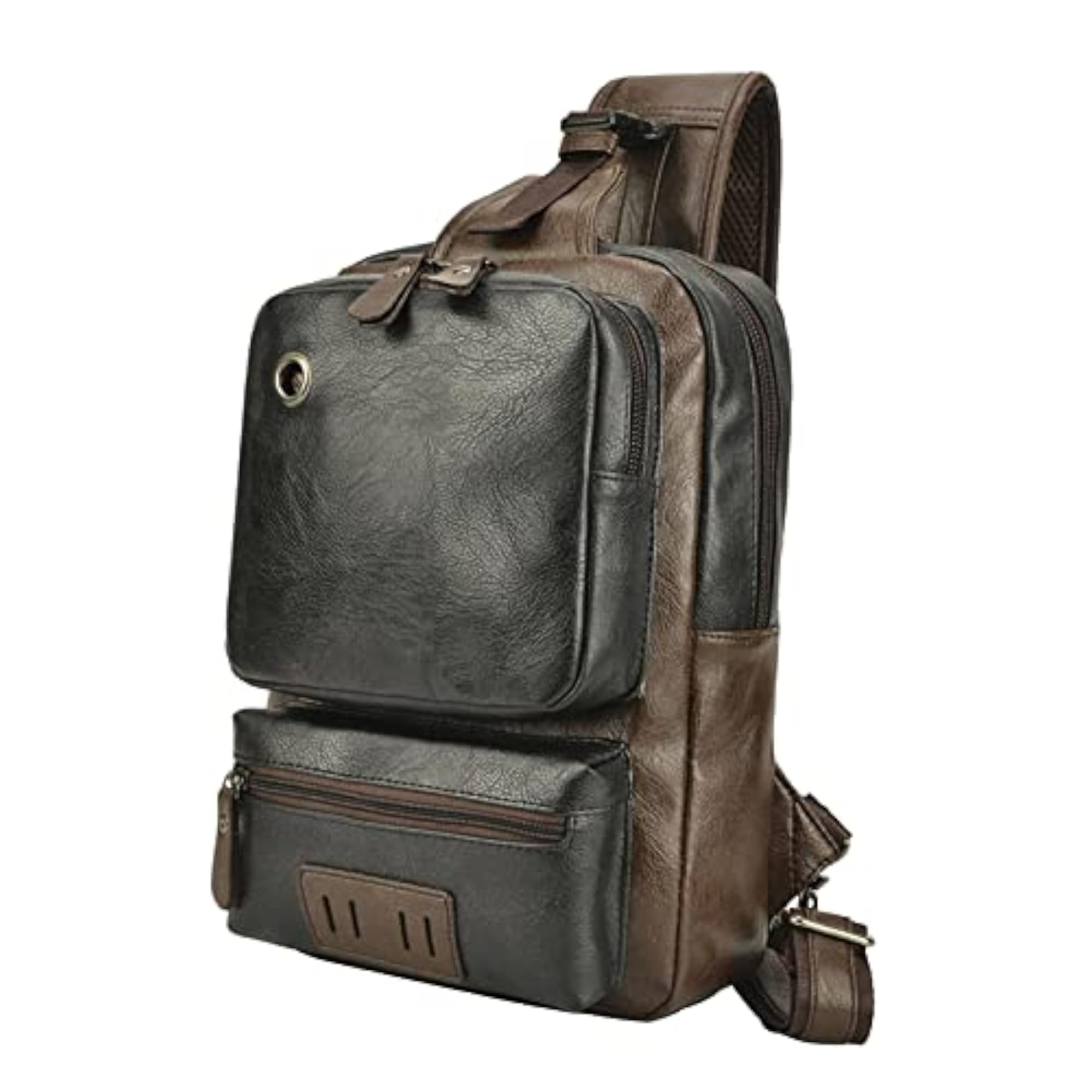 Men's Black Sling Bag with USB Charging Port