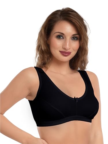 Image of Daisy DEE Women's Girls Cotton Easy Slip-On Bras Non-Padded Wirefree High Coverage Sleep Bra Comfortable Fit Everyday Sports Bra Home Bra NLRA