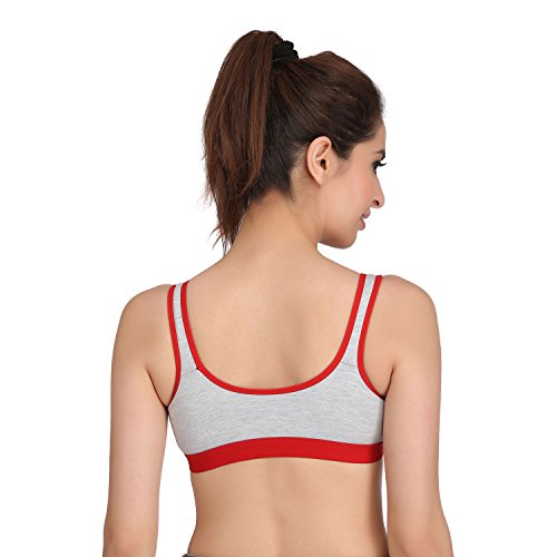 Image of Embibo Cotton Sports Bra for Women /Girls Stretchable Non-Padded and Non-Wired Full Coverage Bra for Gym,Yoga,Daily Workout Color - Red, (Pack of 1)