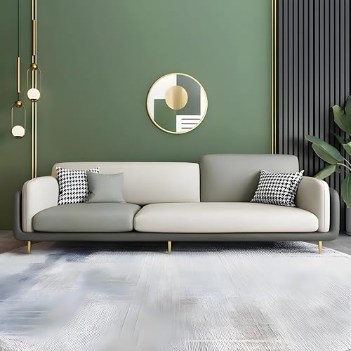 Image of Velvet Contemperory Sofa with Cushion Chaise Lounge Sectional Sofa Perfect for Living Room & Bedroom Guests Home & Office (Velvet Grey & Cream, 5 Seater)