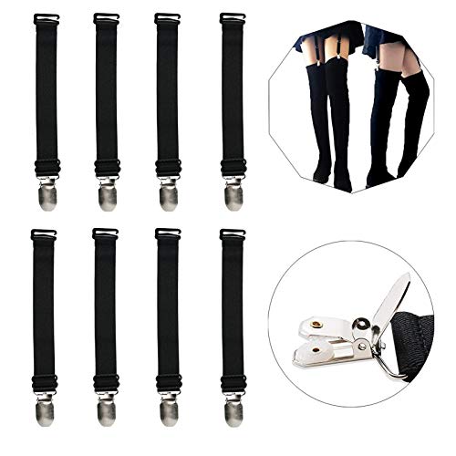 WILLWIN Elastic Stocking Clips Suspenders Garter Belt for Girdles Corset Straps Adjustable Leg Garter Girdles Fasteners Keep Your Lingerie Corset Snag on 8 Pcs Black4