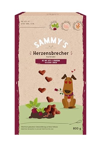 Sammy´s Herzensbrecher | Fein gebackene Snacks für Hunde | Schonend im Ofen gebacken | Mit Rote Bete & Löwenzahn | Reich an Geflügel | ohne Zuckerzusatz | Trainingssnack | 4 x 800 g