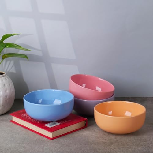 Image of Niyara Ceramic Printed Bowl Set of 2 | Premium Serving Bowls for Snacks, Soup & Desserts | Microwave & Dishwasher Safe (Colourful Bowl)