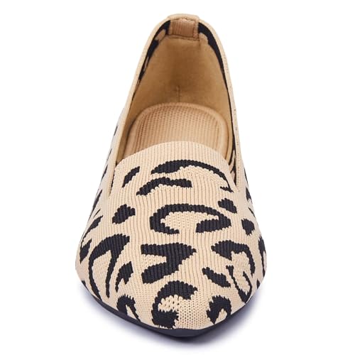 Image of Frank Mully Women's Casual Loafer Flats Slip On Loafer Shoes Comfortable Knit Flat Shoes Classics Pointy Toe Loafer Flats,for Work,Travel