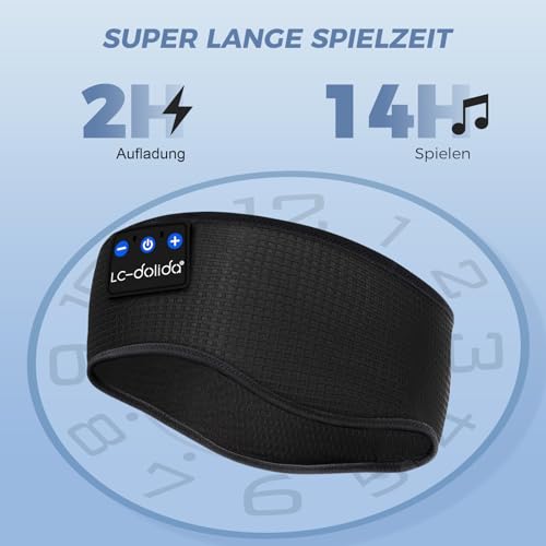 LC-dolida Schlafkopfhörer Bluetooth 5.4, Schlaf Stirnband Kopfhörer Headband Schlafmaske, Sportskopfhörer Musik schlafen Stirnband für Sport Training, Joggen, Yoga, Reisen