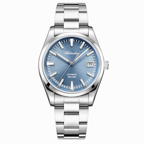 ADDIESDIVE 39 MM Automatic Watches for Men NH35 Movement Stainless Steel 100 M Waterproof BGW9 Luminous Light Blue Dial