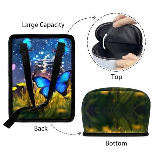 Image of Butterfly Hanging Car Trash Bin Butterfly Car Interior Storage Accessories Portable Leak-Poof Vehicle Garbage Cans Mini Car Trash Cans for Front Back Seat Blue Butterfly
