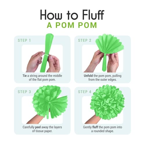 Image of EPIQUEONE Tissue Paper Pom Poms Party Decoration Kit - 20-Piece 6 /8 /10 /12 /14-Inch Multi-Color Set - Easy DIY Decor for Bridal Shower, Birthday & Baby Shower
