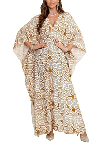 Image of KEYLORTING Plus Size Kaftan Dress Women, African Moo Moo Print Caftan, Batwing Dress, Beach Cover Up for Party and Loungewear