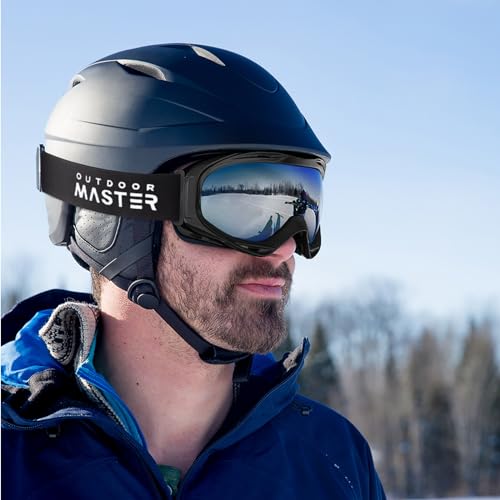 Image of OutdoorMaster OTG Ski Goggles - Over Glasses Ski /Snowboard Goggles for Men, Women & Youth - 100% UV Protection (Black Frame + VLT 10% Grey Lens)