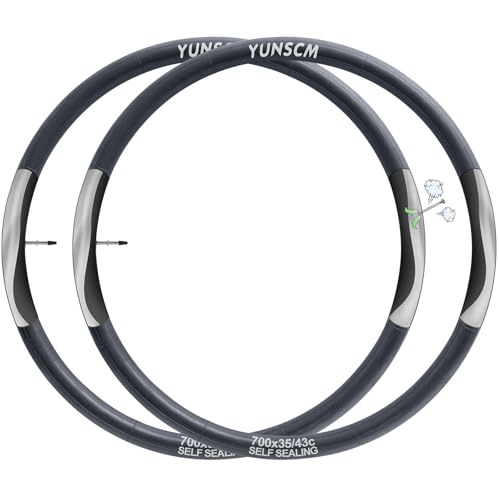 2 tubos de bicicleta autosellantes 700C 700x35C 700x38C 700x40C 700x42C RFV48mm Reparación automática, resistente a pinchazos, compatible con 700x35C/36C/38C/40C/42C/43C Heavy Duty Bicycle Tire Tubes