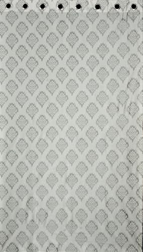Image of Yarnis Polyester Damas Printed Room Darkening Curtains 9 Feet Long for Door & Windows Living Room, Grey, Parda, 1 Piece