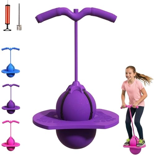 JOYTIX Ballon Sautoir Équilibre Enfant, Pogo Ball avec Poignée, Ballon Sauteur Antidérapant, Jouet d'Intérieur & Extérieur, Sport & Fitness pour Enfants et Adultes (Violet)