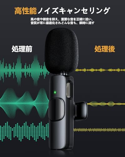 ピンマイク ワイヤレスマイク 【2人同時使用可能･360°集音】 Android＆iPhone15以上通用 Type-C ノイズ軽減 録音対応 2.4GHz無線伝送 最大20m 瞬時接続 クリップ式 超小型 APP不要 Bluetooth不要 6時間連続使用 TikTok YouTube Vlog 動画撮影 ライブ配信 会議 オンライン授業対応