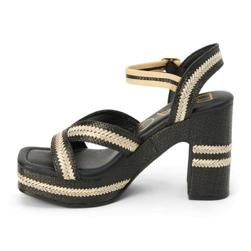 BEACH by Matisse Womens Adelaide Platform Block Ankle Strap Casual Sandals Casual High Heel 3" & Up - Black3
