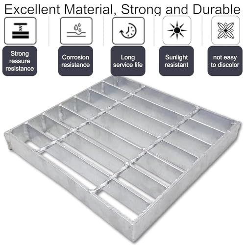 Image of Galvanized Steel Drain Grate, Driveway Channel Cover 9x9 in