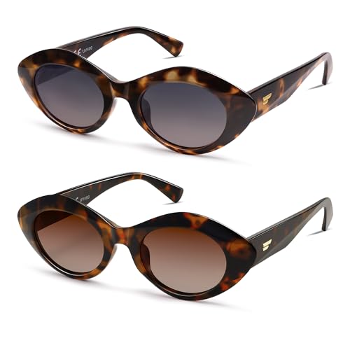 Image of VANLINKER Polarized Trendy Thick Oval Round Sunglasses for Women Retro Shades VL9825