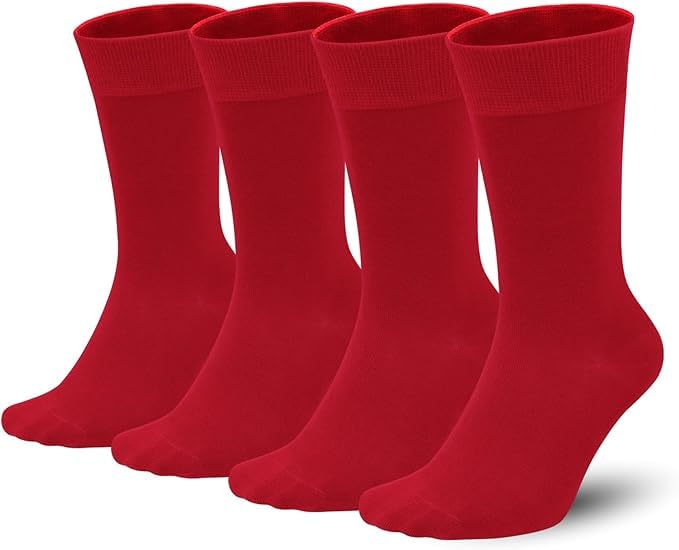 Four packs of men's red combed cotton sailor socks and fashionable socks