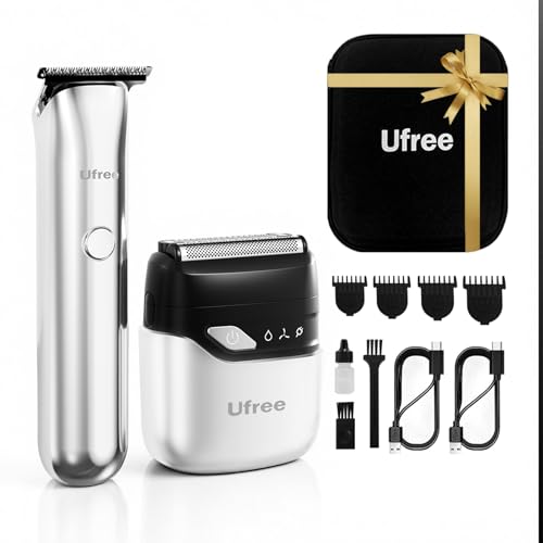 Ufree Beard Trimmer and Foil Shaver Kit Electric Razors for Men Precision T Blade Hair Trimmer Waterproof Travel Shaver Cordless Clippers Set for Mustache Facial Hair Cutting Men Grooming Gifts