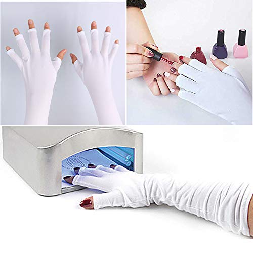 AORAEM Gloves for Gel Manicure,Fingerless Manicure Long Gloves Nail Art Tool for Women (Long) - Thumbnail 5