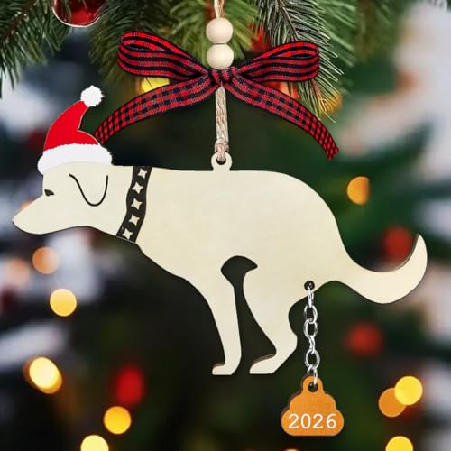 Funny Christmas Ornaments 2026, Wooden Dog Ornament - Fun Ornaments for Adults Exchange, Unique Ornament - Christmas Funny Gifts, Dog Gifts — view 3