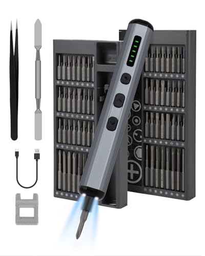 KENNEAS 70 in 1 Elektrischer Schraubendreher, 64 Magnetischer S2 Bits Mini schraubenzieher Set Elektrisch, Feinmechaniker Werkzeug Set, Kleiner Akkuschrauber, 4 LED-Lampen, 200 RPM, für Uhren/PC/Handy