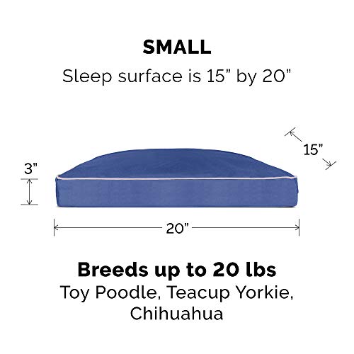Image of Furhaven Water-Resistant Pillow Dog Bed for Small Dogs w / Removable Washable Cover - Indoor & Outdoor Solid Polycanvas Mattress - Blue, Small