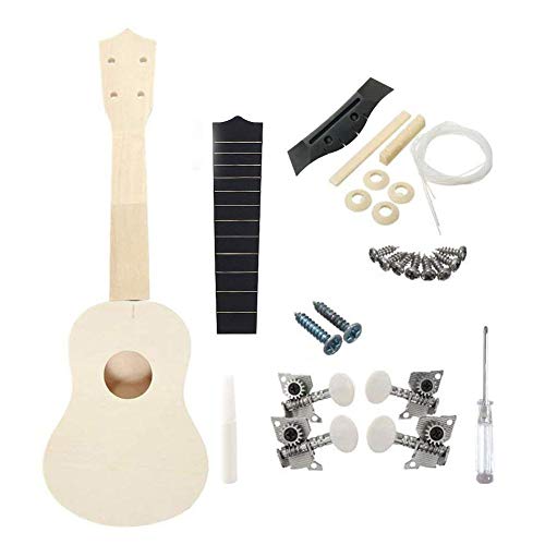happygirr DIY Ukulele Kit Ukelele Pintado Propio Pequeña Guitarra de Madera con Herramientas de instalación para niños, Estudiantes, Principiantes Creatividad y Desarrollo de Habilidades de Dibujo