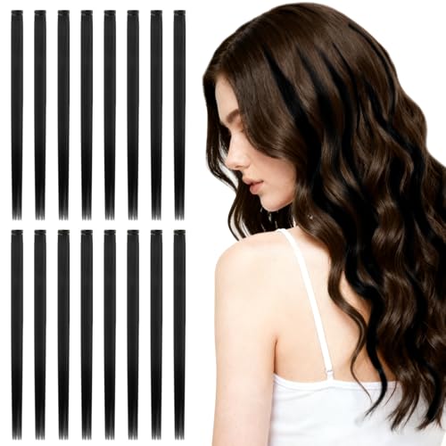 AOOSA 16 Pcs Extensions de Cheveux Clip, 55cm Mèches de Cheveux à Clipser, Extensions de Raides a Clipser, Extensions de Raides a Clip pour Femmes Filles Party...