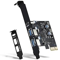 USB PCIE Karte Power Delivery, PCI Express 3 Port (Typ C, 2 x Typ A) PCIe USB 3.0 Schnelllade Karte Expansion Card mit Low Profile Bracket für Desktop PC Windows XP/7/8/10 and Mac OS