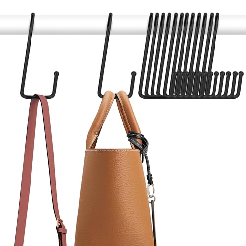 ZEDODIER 15 Pack Purse Hanger Closet, Bag Organizer Purse Hooks for Closet, Keeping Purses Visible and in Good Condition, Metal Hanging Backpack Holder Rack, Black