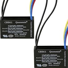 2PCS CBB61 Ceiling Fan Capacitor Electrical Power Relay Connecting Capacitor 5 Wires 4.5uf+6uf+5uf Compatible 250VAC/300V 50/60 Hz Fan Parts Fans Replacement for Harbor Breeze & New Tech