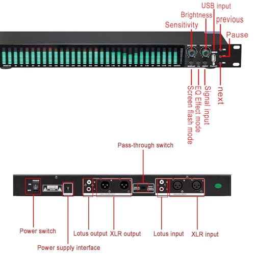 Ecualizador Digital Estéreo de 31 Bandas, con 21 Efectos Preestablecidos y Reducción Automática de Ruido, Ajuste de Graves/Medios/Agudos para Audio Doméstico miniatura 6