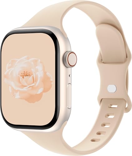 Image of Thin Silicone Band Compatible with Apple Watch 41mm 38mm 40mm 46mm 45mm 42mm 44mm, Slim Narrow Replacement Sport Strap Wristband for iWatch Series 11 10 9 8 7 6 5 4 SE Ultra 3 2 1 Women Men