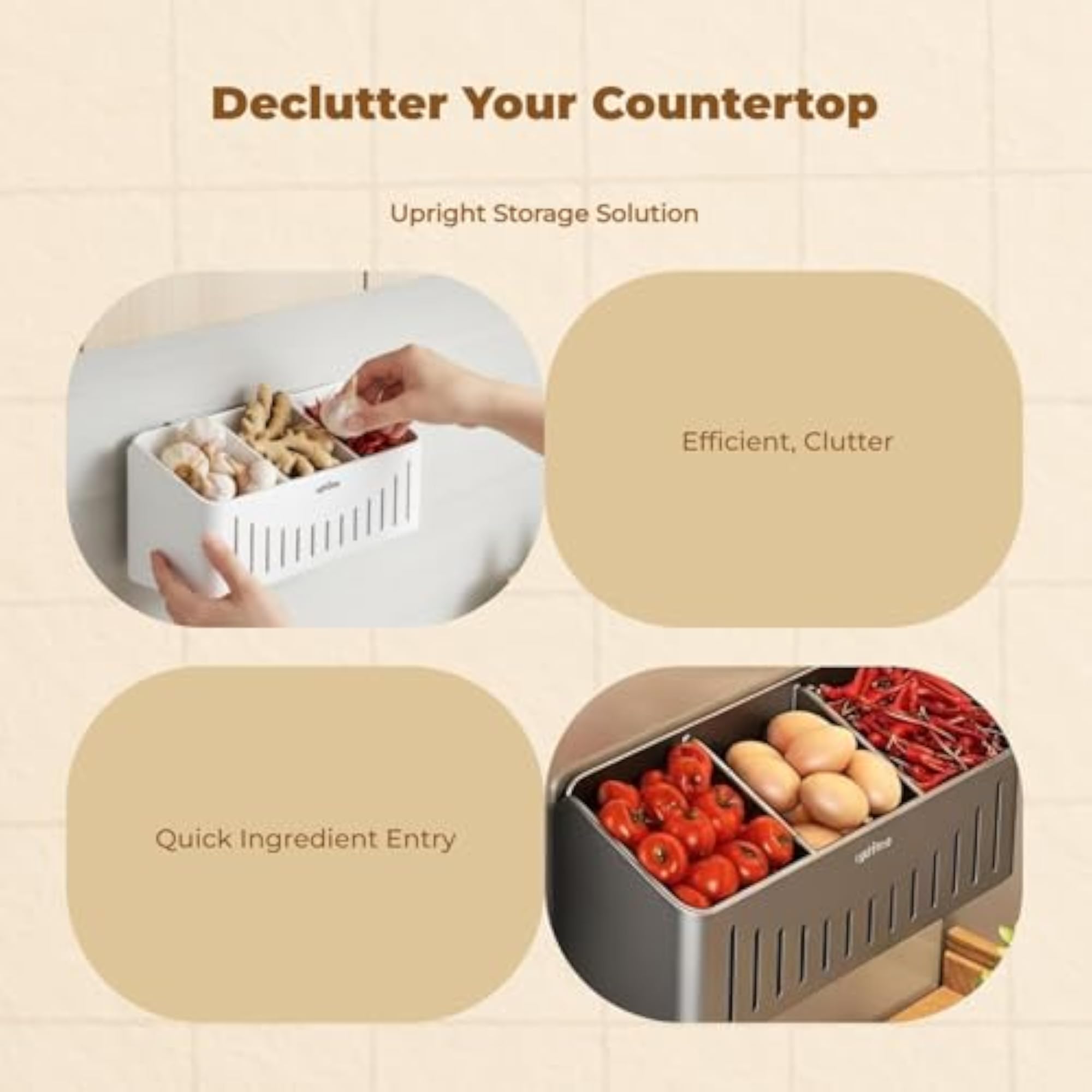 Wall-Mounted Kitchen Storage Rack, Multi-Functional Organizer