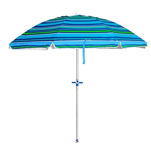 Pincho Sombrilla Playa Grande 200 cm Antiviento hasta 35 km/h, Aluminio, 8 Varillas fibra de vidrio, Peso 1,6 kg (Altea 5)