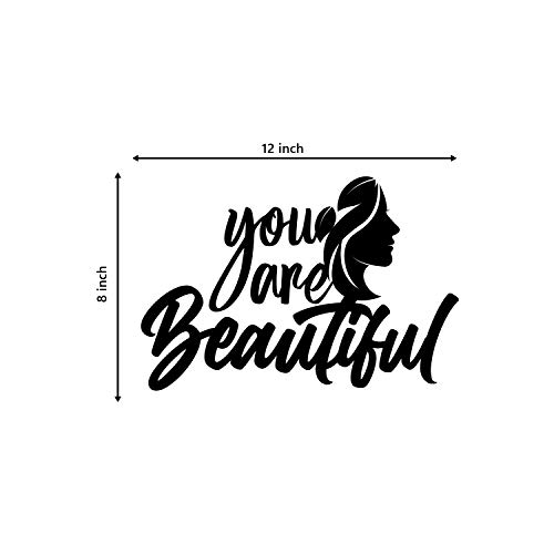 Image of eCraftIndia You are Beautiful Woman Black Engineered Wood Cutout Wall Art Decor| Wall Decoration Items| Wooden Wall Decor Item| Home Wall Decor for Living Room Bedroom| Gift for Diwali Women's Day