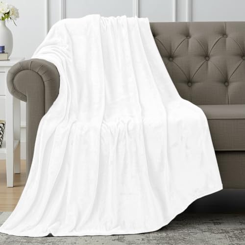 Image of Utopia Bedding Fleece Blanket Throw Size White 300GSM Luxury Anti-Static Fuzzy Soft Microfiber Blanket for Couch, Sofa and Bed (50x60 Inch)
