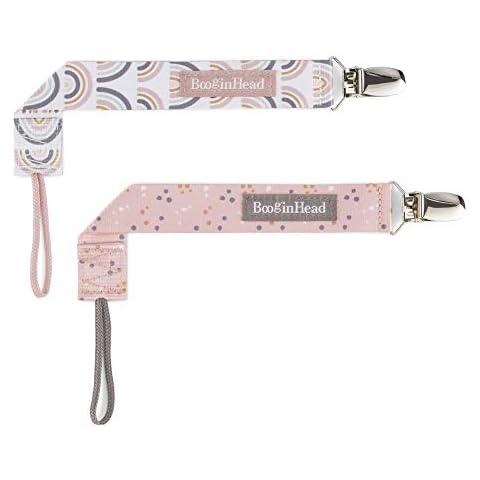 BooginHead by Infantino Pacifier Clip Pacifier Holder PaciGrip 2-Pack, Pink Rainbows Cover
