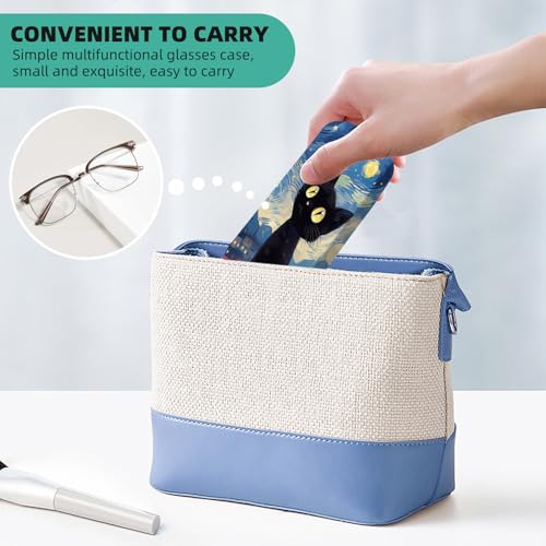 Image of Hard Shell Eyeglasses Case, Travel Portable Protective Glasses Cover Box for Men and Women with Cleaning Cloth