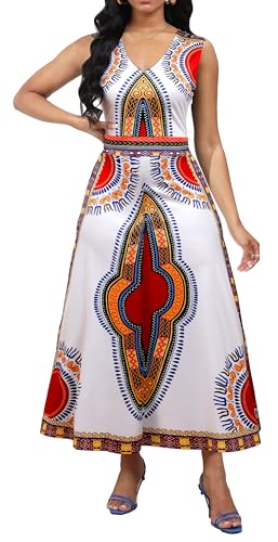 Image of VisiChenup African Print Dress for Women Casual Midi Dress