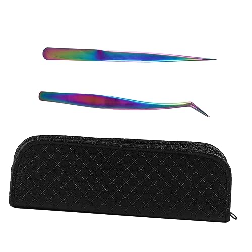 PartyKindom Stainless Steel Eyelash Tweezers Set Precision Tweezers for Extensions for Women