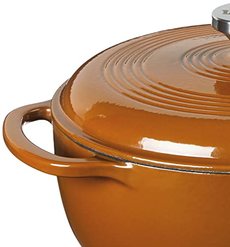 Image of Lodge 4.5 Quart Enameled Cast Iron Dutch Oven with Lid - Dual Handles - Oven Safe up to 500 F or on Stovetop - Use to Marinate, Cook, Bake, Refrigerate and Serve - Burnt Sienna