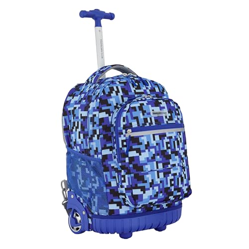 Image of Travelers Club 4 Piece Rolling Backpack Set With Accessories,Blue Pixel